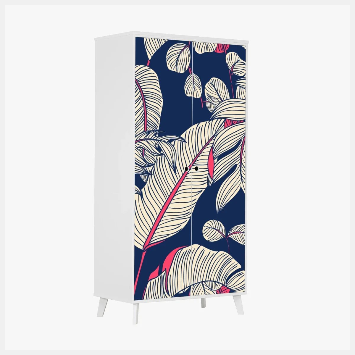Schrankaufkleber marineblaues tropisches blattmuster – Wallnifity® Schrankaufkleber marineblaues tropisches blattmuster – Wallnifity®
