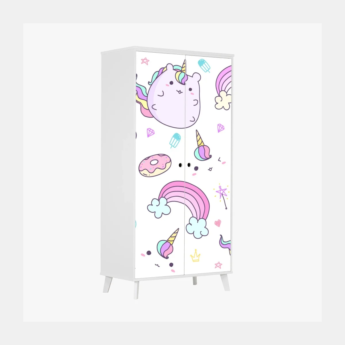 Schrankaufkleber verspieltes pastell-einhorn-katzenmuster – Wallnifity® Schrankaufkleber verspieltes pastell-einhorn-katzenmuster – Wallnifity®