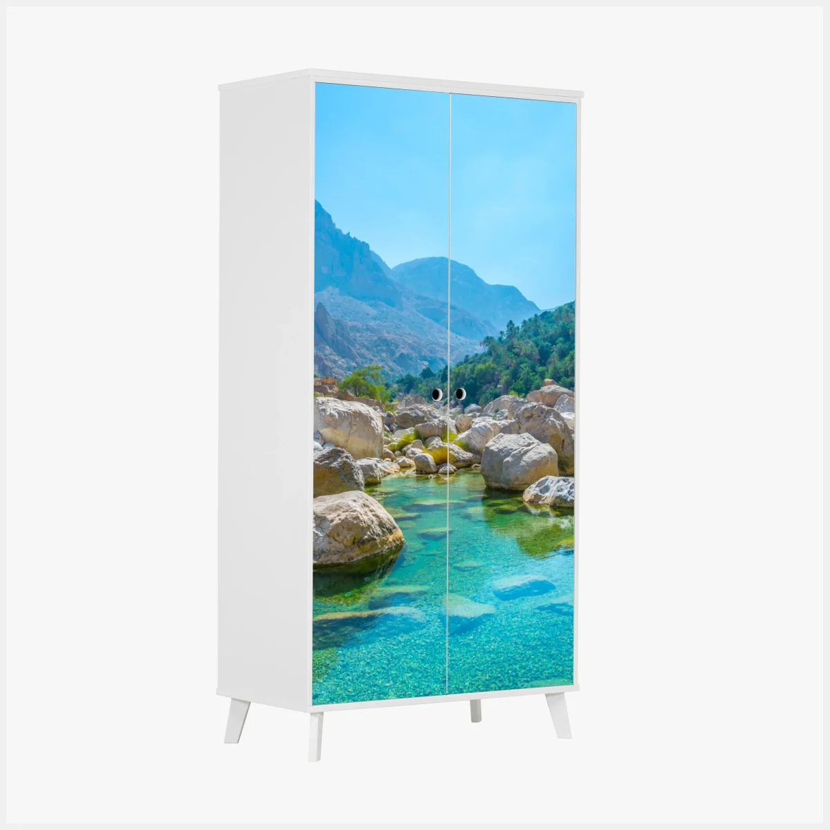 Schrankaufkleber türkisfarbene bergoase – Wallnifity® Schrankaufkleber türkisfarbene bergoase – Wallnifity®