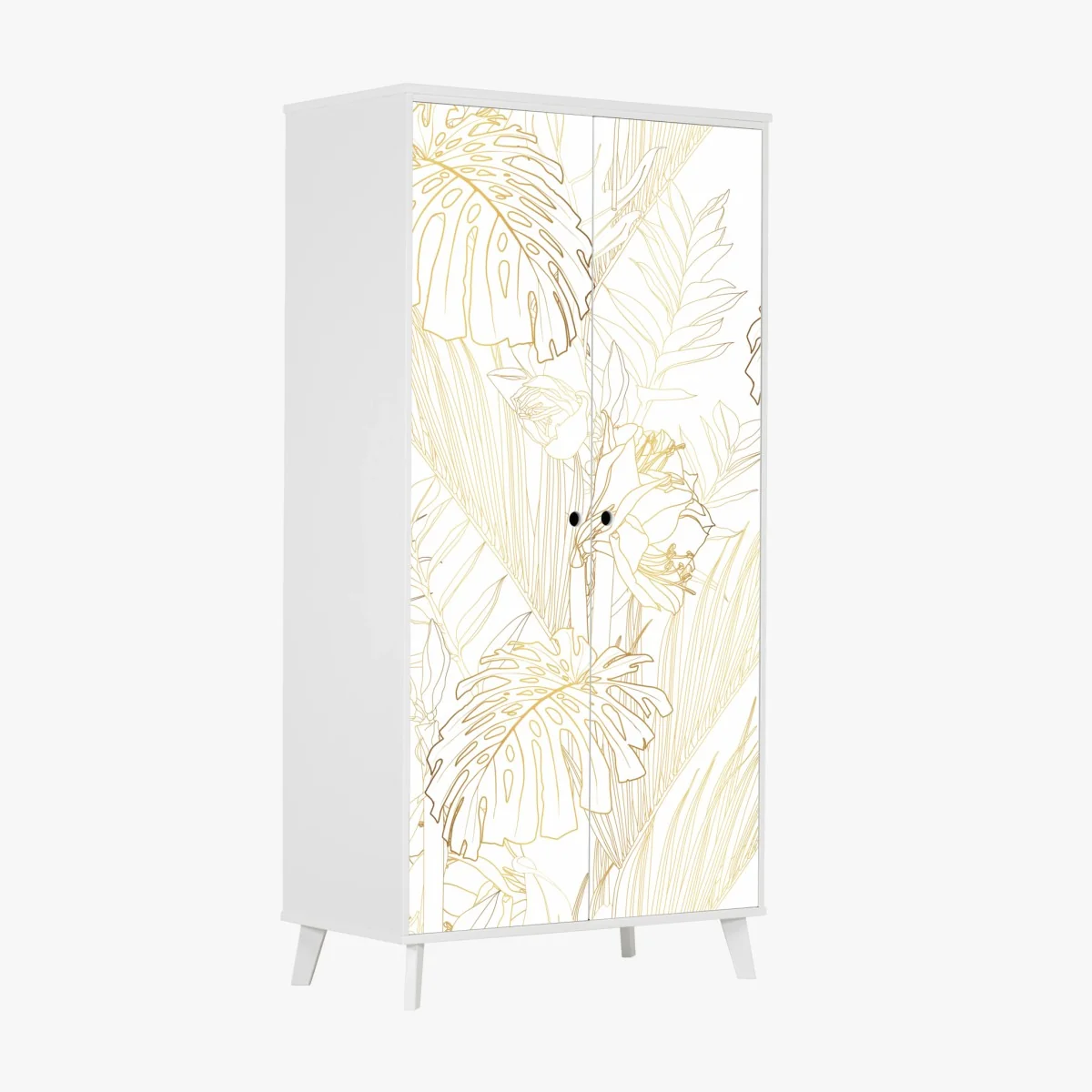 Schrankaufkleber goldenes tropisches blattmuster – Wallnifity® Schrankaufkleber goldenes tropisches blattmuster – Wallnifity®