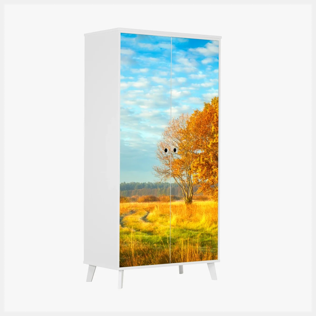 Schrankaufkleber goldene herbstwiese – Wallnifity® Schrankaufkleber goldene herbstwiese – Wallnifity®