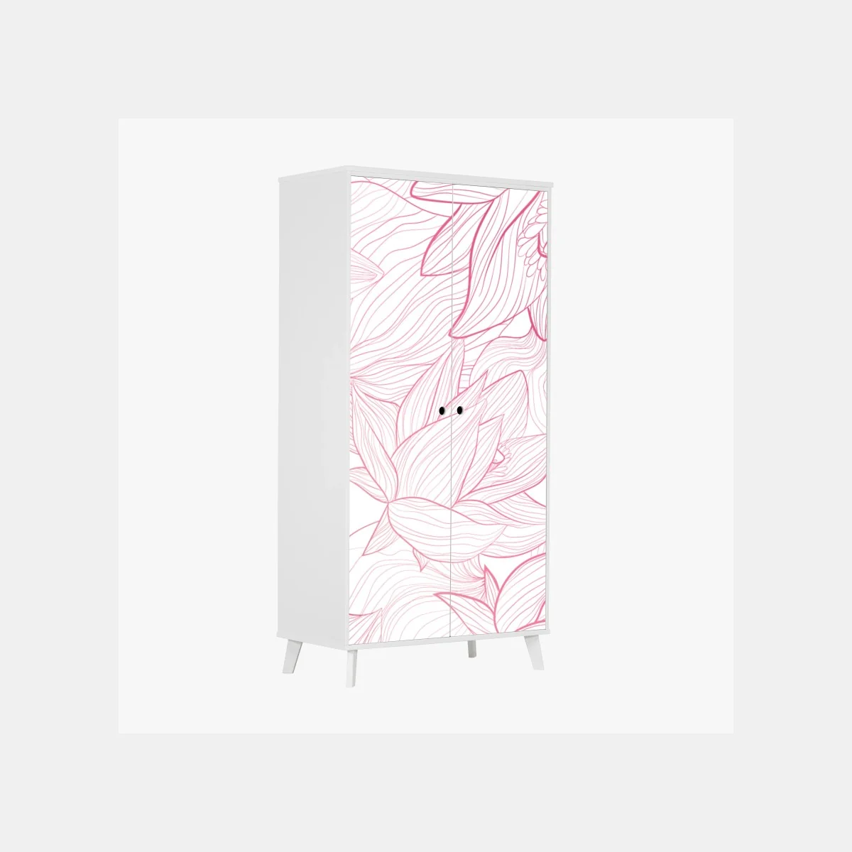 Schrankaufkleber zartes rosa blumenlinienmuster – Wallnifity®