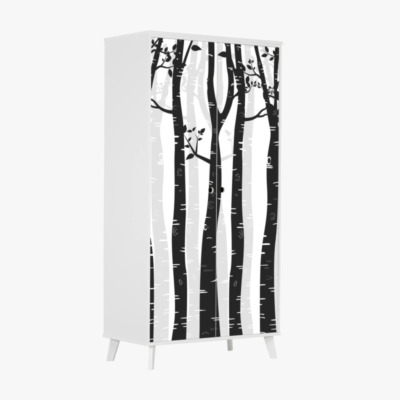 Schrankaufkleber sanftes blaues botanisches muster – Wallnifity®