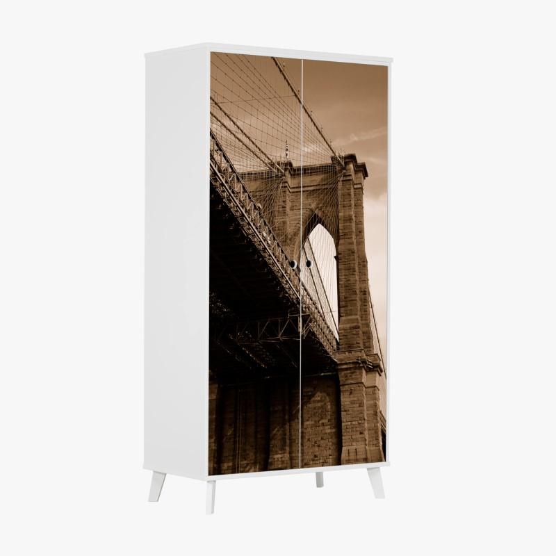 Schrankaufkleber sepia ansicht der Brooklyn Bridge