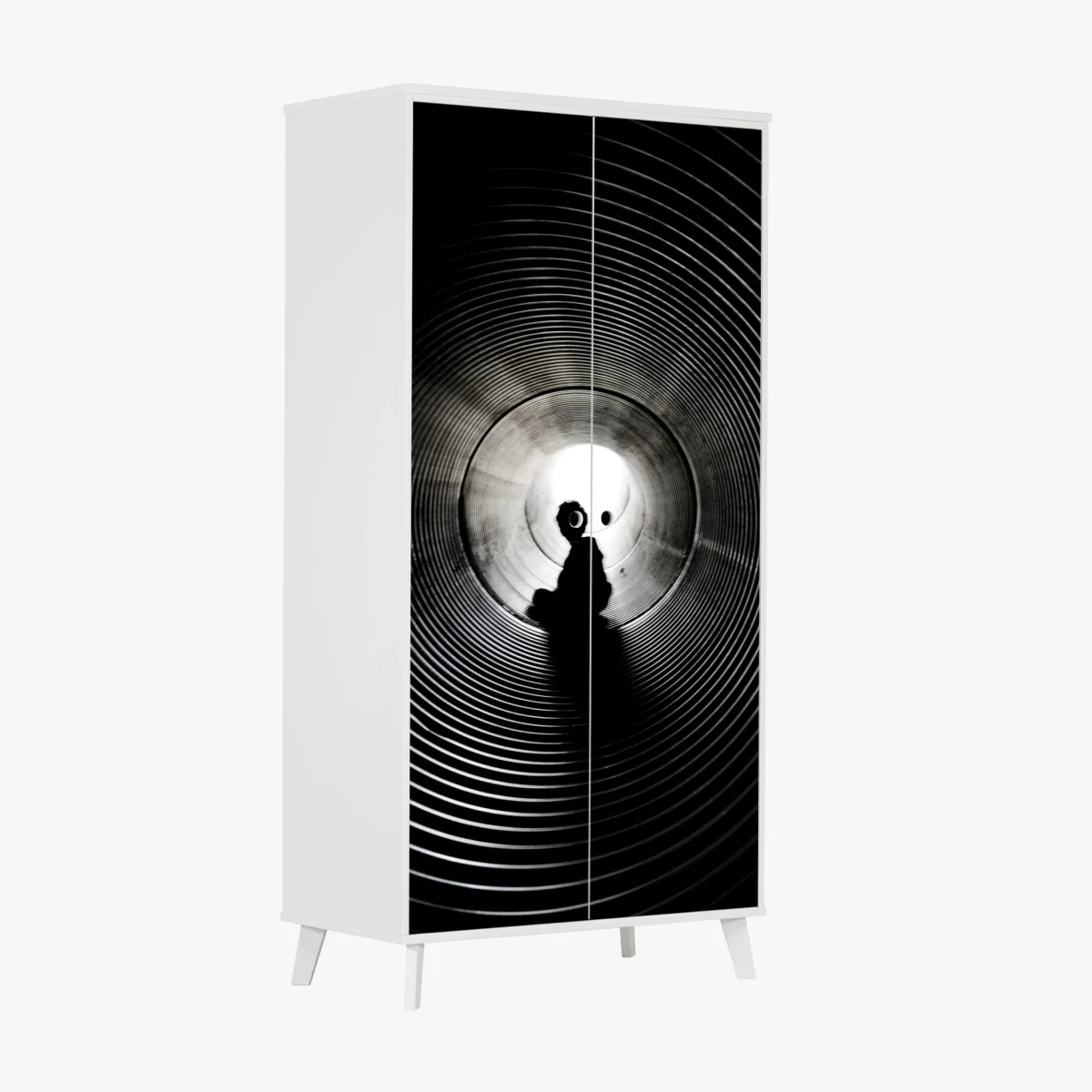 Schrankaufkleber silhouette in einem spiraltunnel – Wallnifity® Schrankaufkleber silhouette in einem spiraltunnel – Wallnifity®