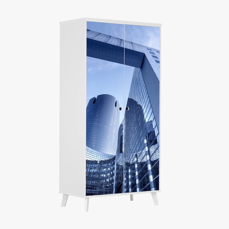 Schrankaufkleber moderne blaue stadtsilhouette