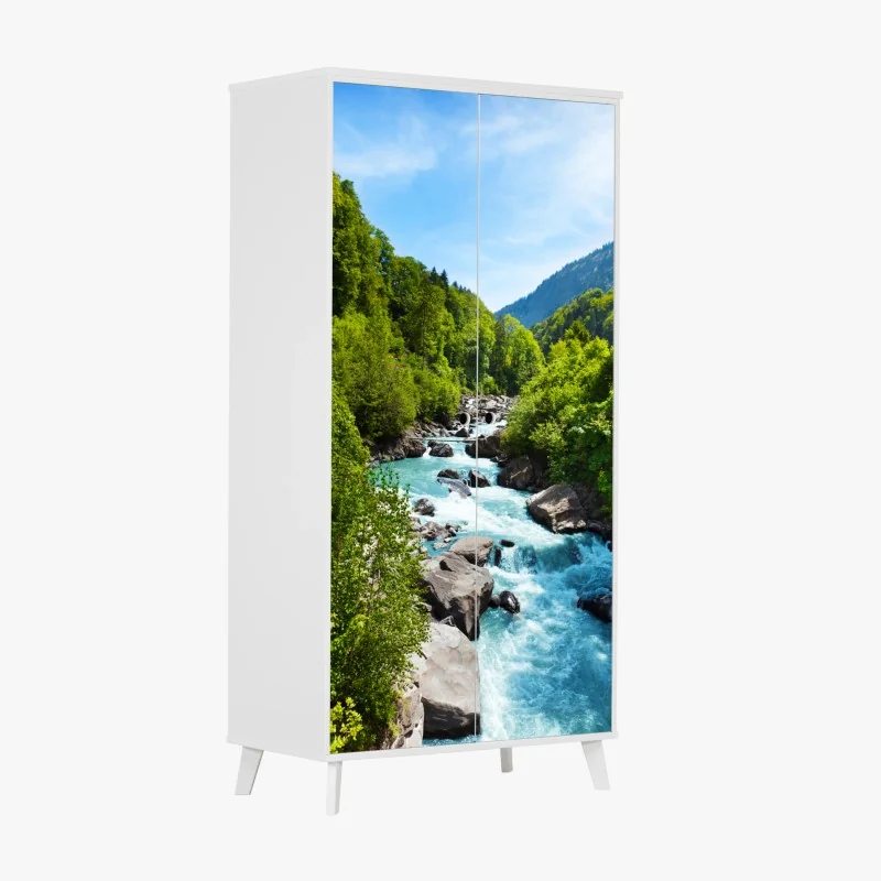 Schrankaufkleber gletscherfluss im grünen tal