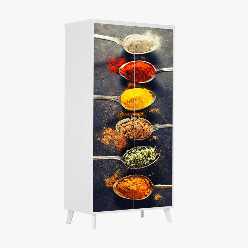 Schrankaufkleber bunte gewürzlöffel anordnung