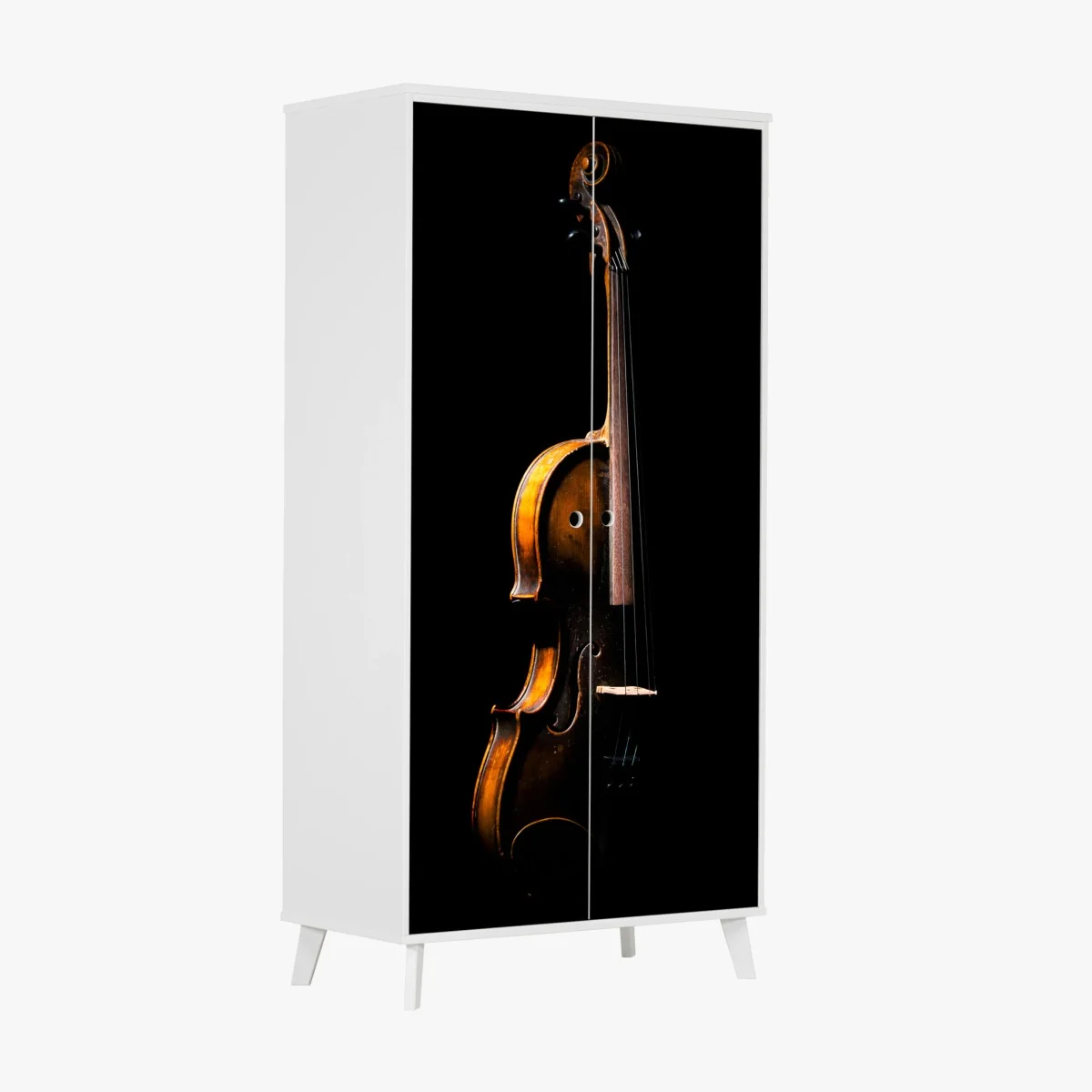 Schrankaufkleber elegante vintage-geige vor schwarzem hintergrund – Wallnifity® Schrankaufkleber elegante vintage-geige vor schwarzem hintergrund – Wallnifity®