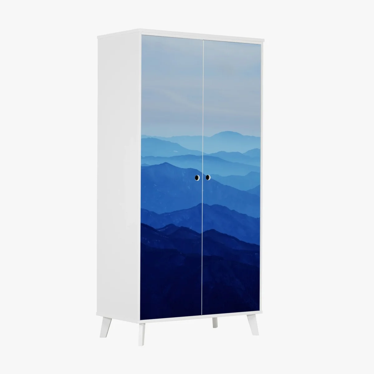 Schrankaufkleber neblige blaue bergschichten – Wallnifity® Schrankaufkleber neblige blaue bergschichten – Wallnifity®