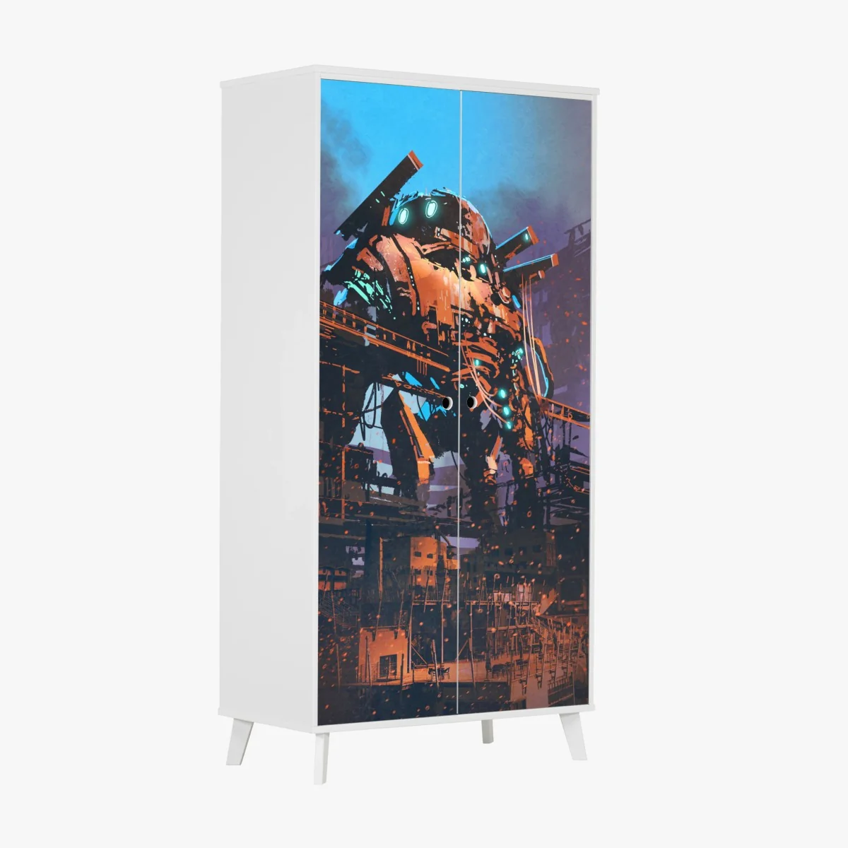 Schrankaufkleber riesiger mech in verlassener fabrik – Wallnifity® Schrankaufkleber riesiger mech in verlassener fabrik – Wallnifity®