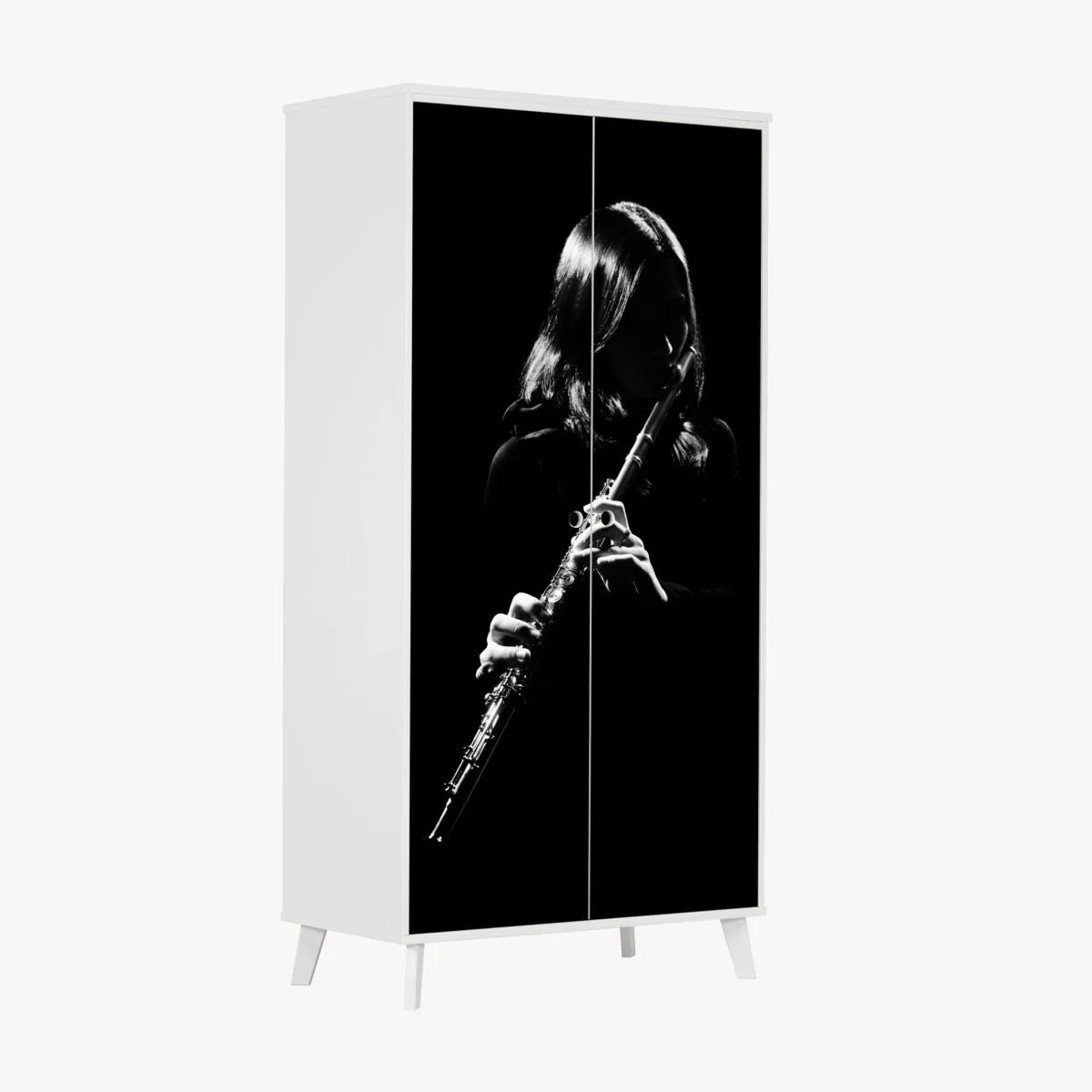 Schrankaufkleber elegante flötensilhouette – Wallnifity® Schrankaufkleber elegante flötensilhouette – Wallnifity®