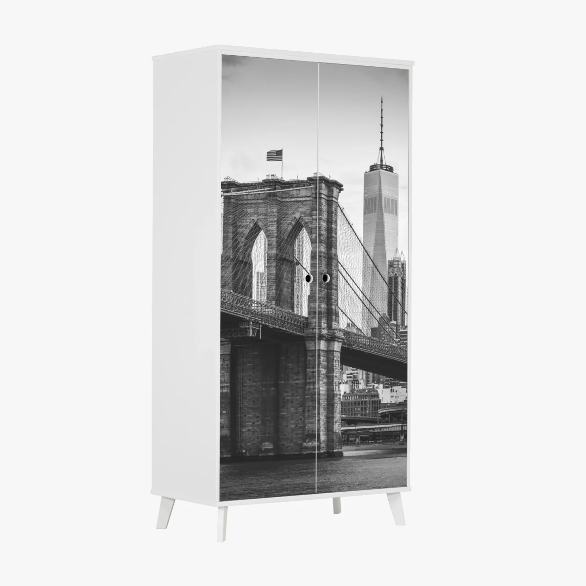 Schrankaufkleber Brooklyn bridge schwarzweiß stadtbild – Wallnifity® Schrankaufkleber Brooklyn bridge schwarzweiß stadtbild – Wallnifity®