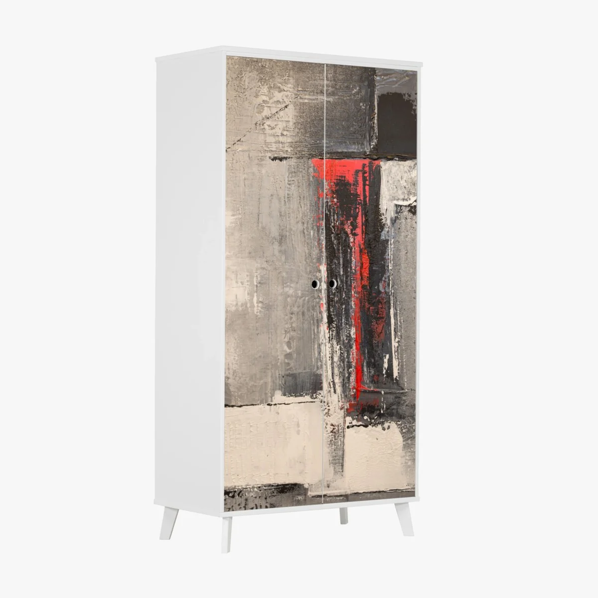 Schrankaufkleber strukturierte abstraktion mit rotem akzent – Wallnifity® Schrankaufkleber strukturierte abstraktion mit rotem akzent – Wallnifity®