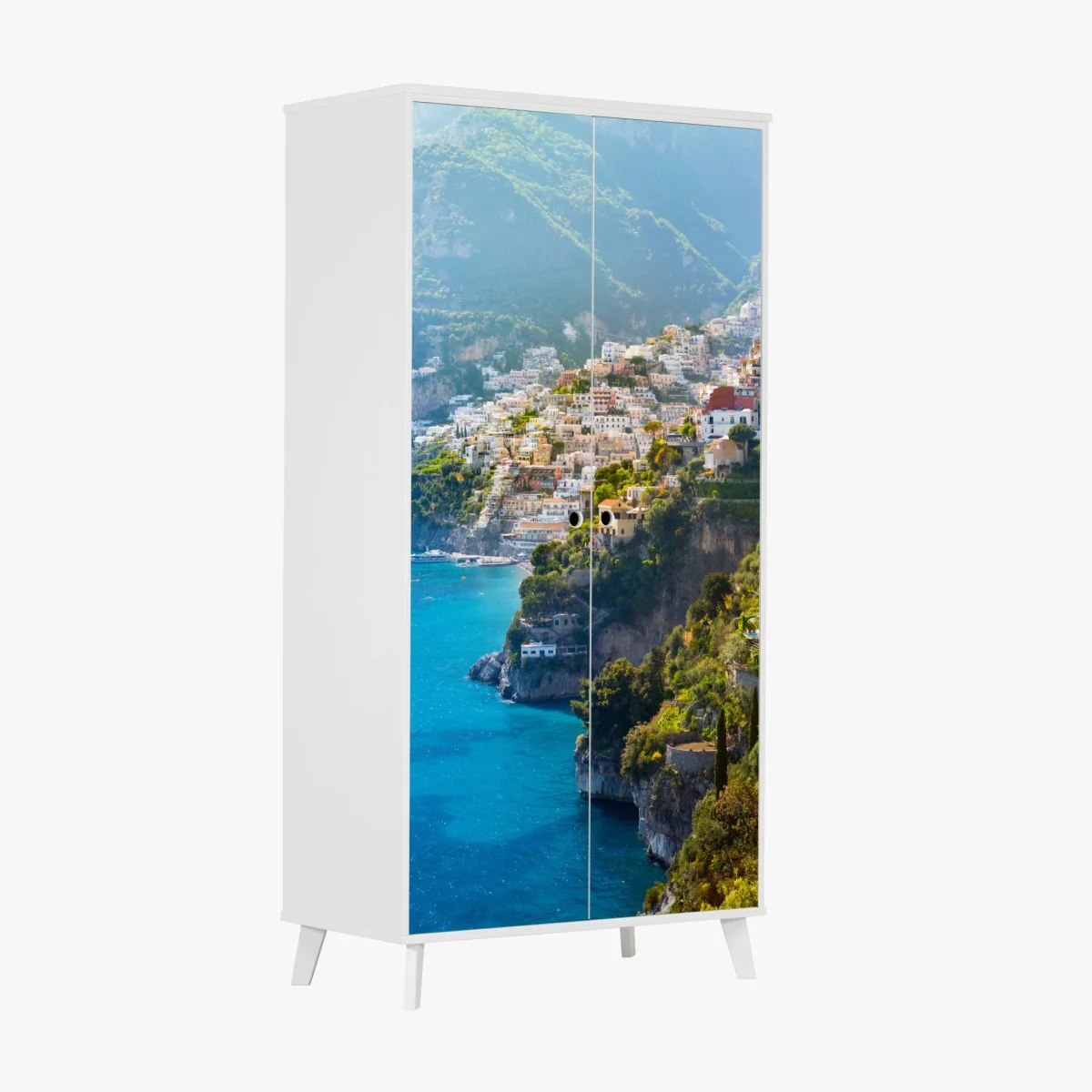 Schrankaufkleber Positano küstenpanorama an der klippe – Wallnifity® Schrankaufkleber Positano küstenpanorama an der klippe – Wallnifity®