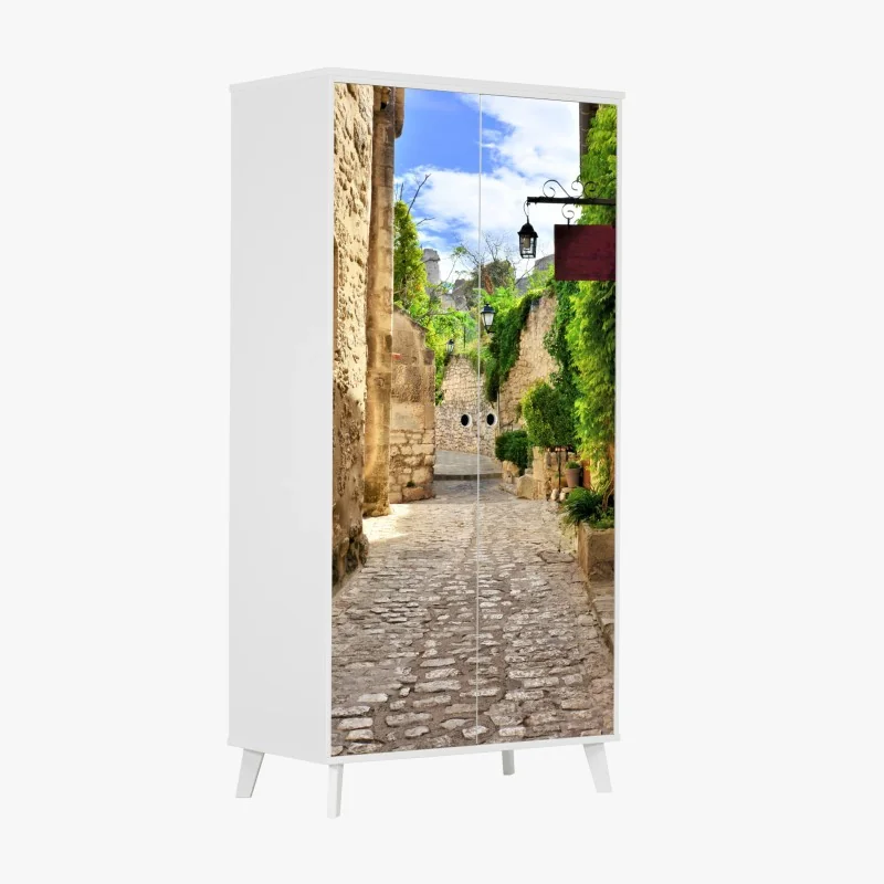 Schrankaufkleber reizende kopfsteinpflasterstraße in Les Baux de Provence