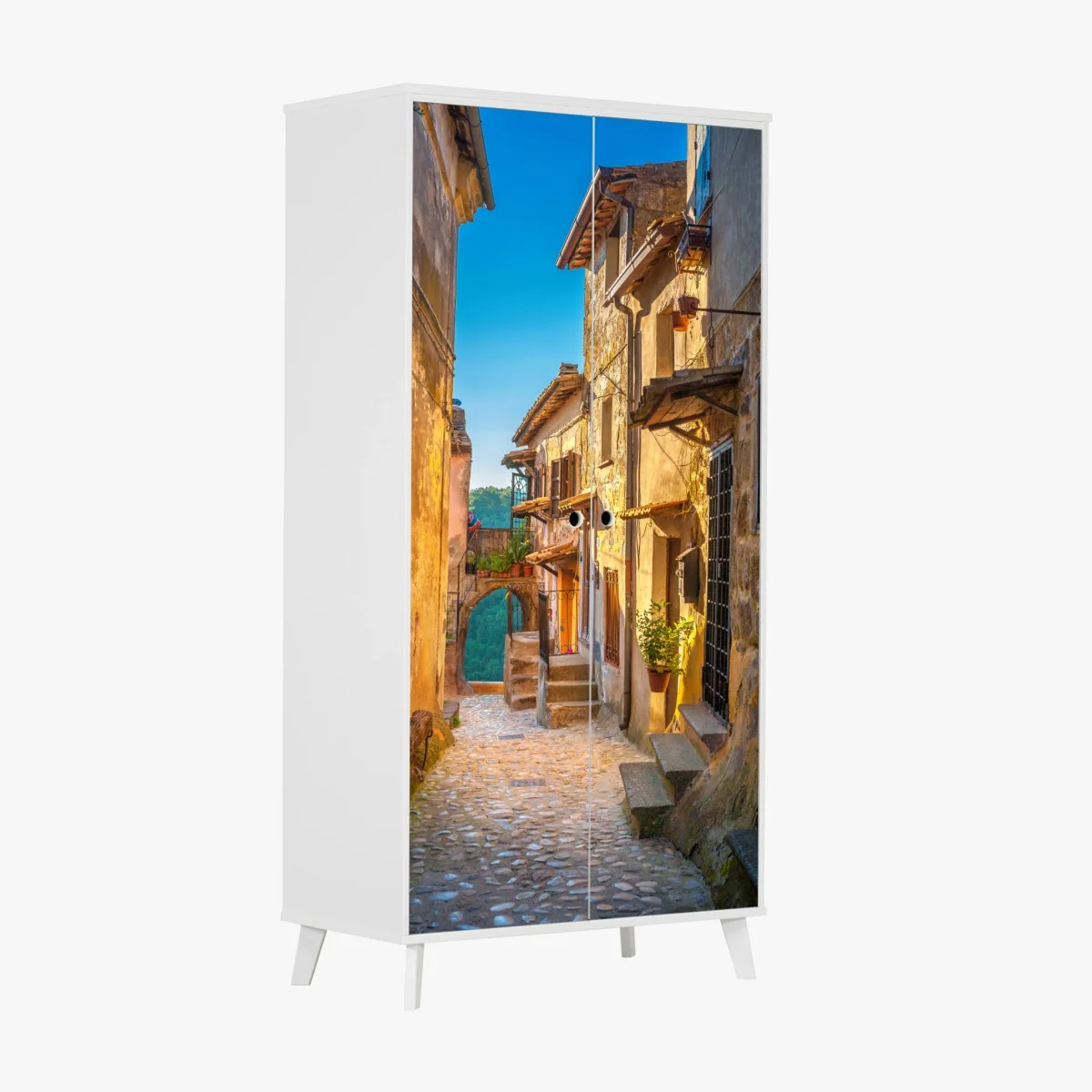 Schrankaufkleber sonnenbeschienene gasse in der Toskana – Wallnifity® Schrankaufkleber sonnenbeschienene gasse in der Toskana – Wallnifity®