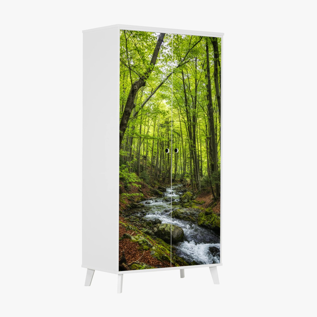 Schrankaufkleber ruhiger grüner waldbach – Wallnifity®