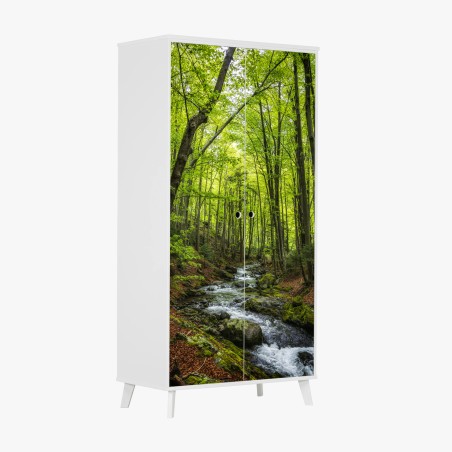 Schrankaufkleber ruhiger grüner waldbach – Wallnifity®