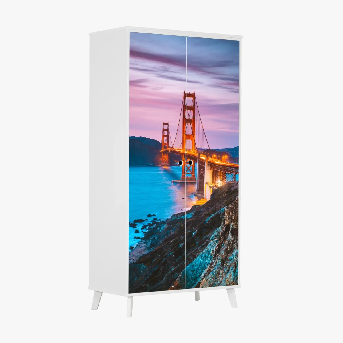 Schrankaufkleber Golden Gate Bridge in der dämmerung, San Francisco – Wallnifity® Schrankaufkleber Golden Gate Bridge in der dämmerung, San Francisco – Wallnifity®