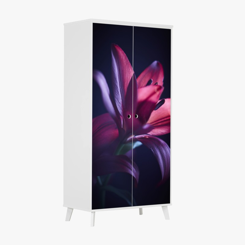 Schrankaufkleber rote lilie im halbdunkel