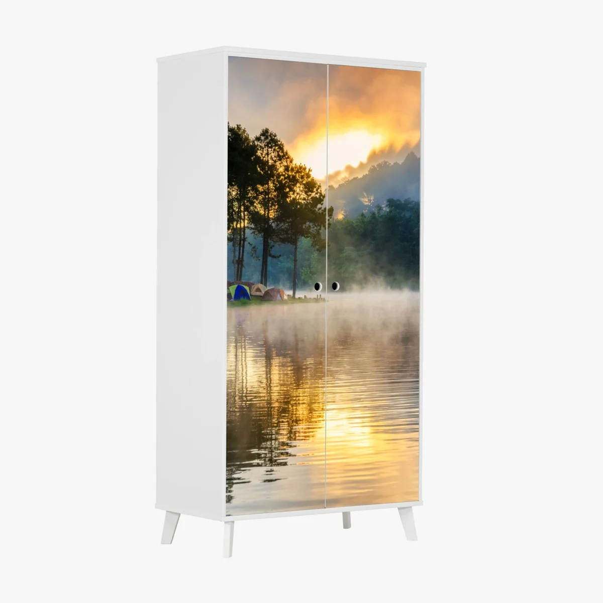 Schrankaufkleber morgendlicher nebel am Pang Oung see, Mae Hong Son – Wallnifity® Schrankaufkleber morgendlicher nebel am Pang Oung see, Mae Hong Son – Wallnifity®