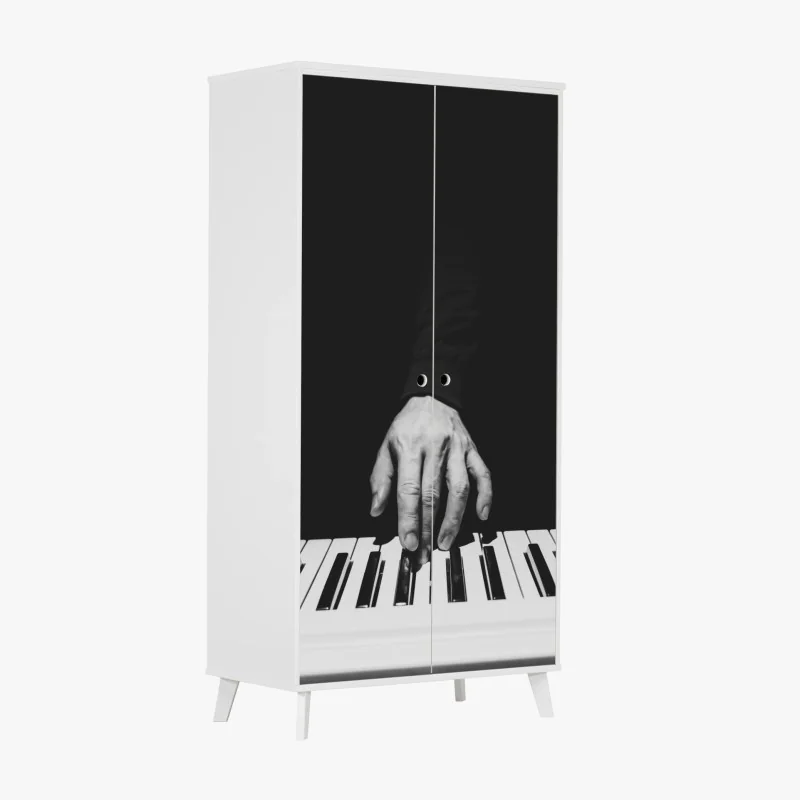 Schrankaufkleber moosiger wald mit bach im nebel – Wallnifity®