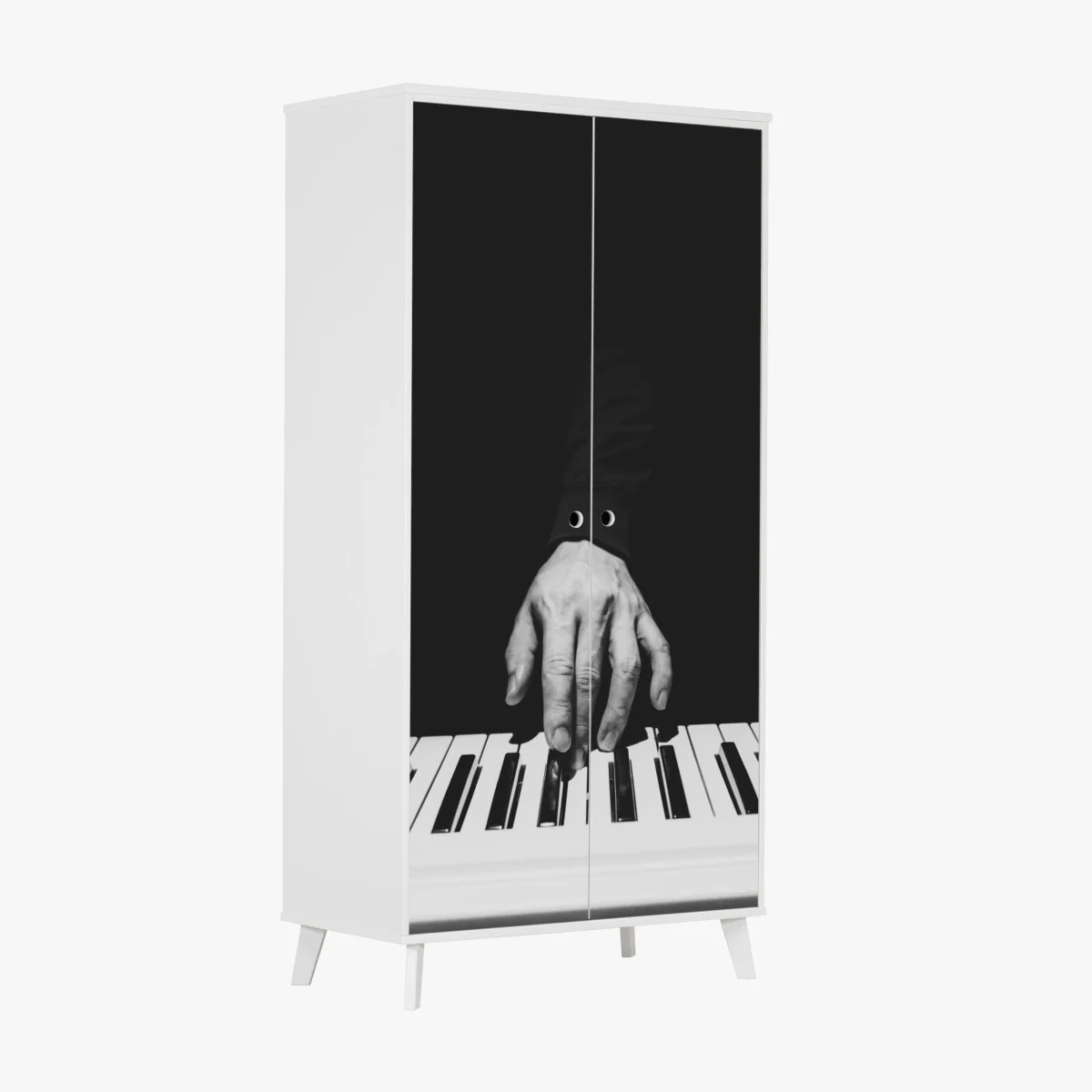 Schrankaufkleber monochromes nahaufnahme einer hand am klavier – Wallnifity® Schrankaufkleber monochromes nahaufnahme einer hand am klavier – Wallnifity®