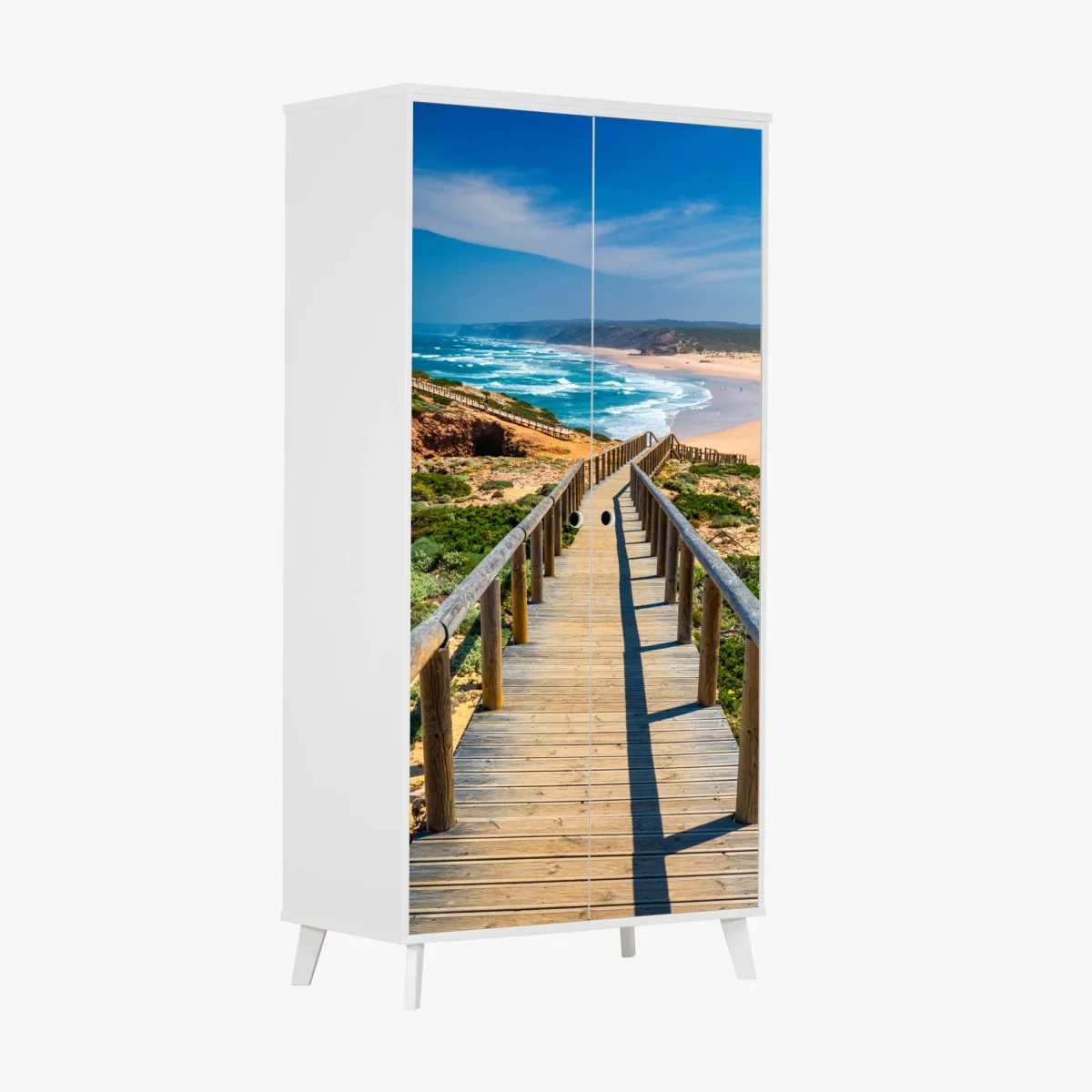 Schrankaufkleber holzsteg zur Praia da Bordeira – Wallnifity® Schrankaufkleber holzsteg zur Praia da Bordeira – Wallnifity®