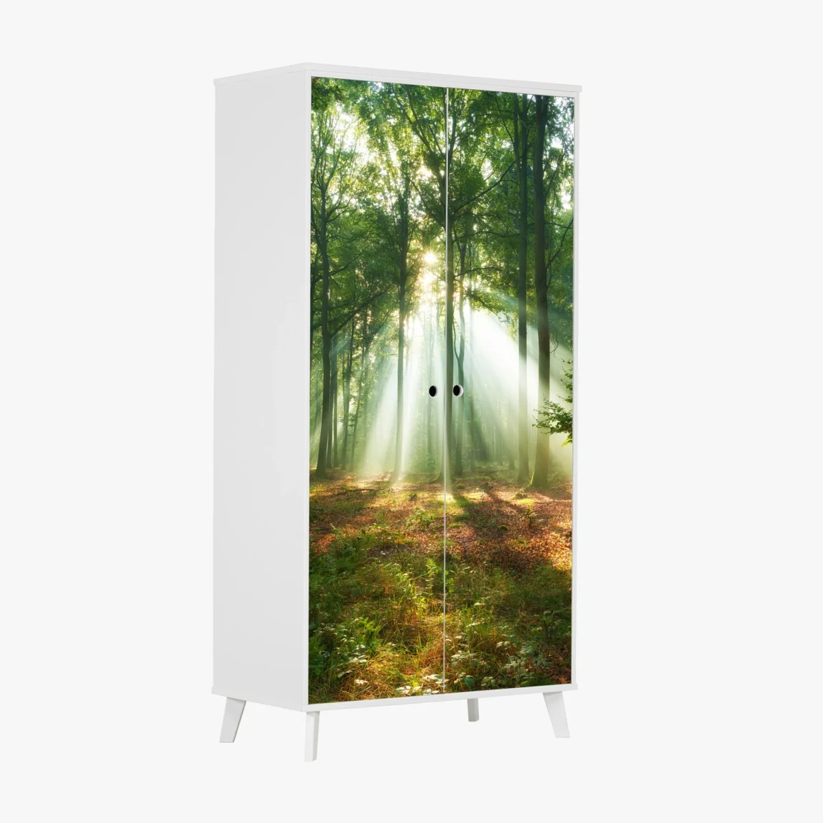 Schrankaufkleber morgendliches licht im wald – Wallnifity® Schrankaufkleber morgendliches licht im wald – Wallnifity®