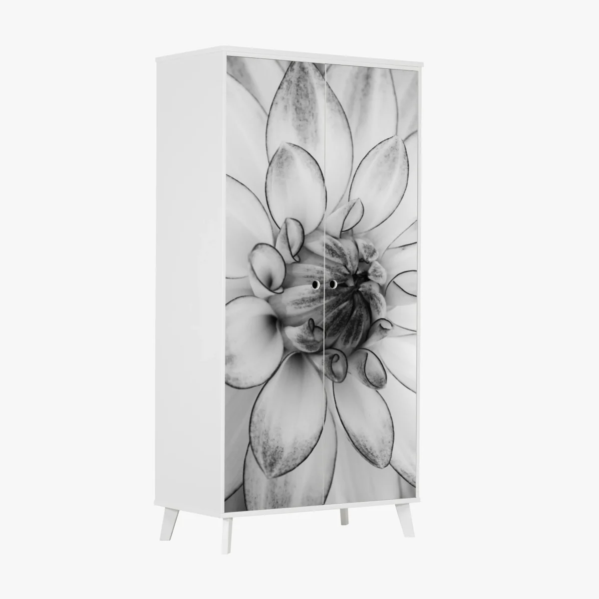 Schrankaufkleber monochrome nahaufnahme einer dahlie – Wallnifity® Schrankaufkleber monochrome nahaufnahme einer dahlie – Wallnifity®