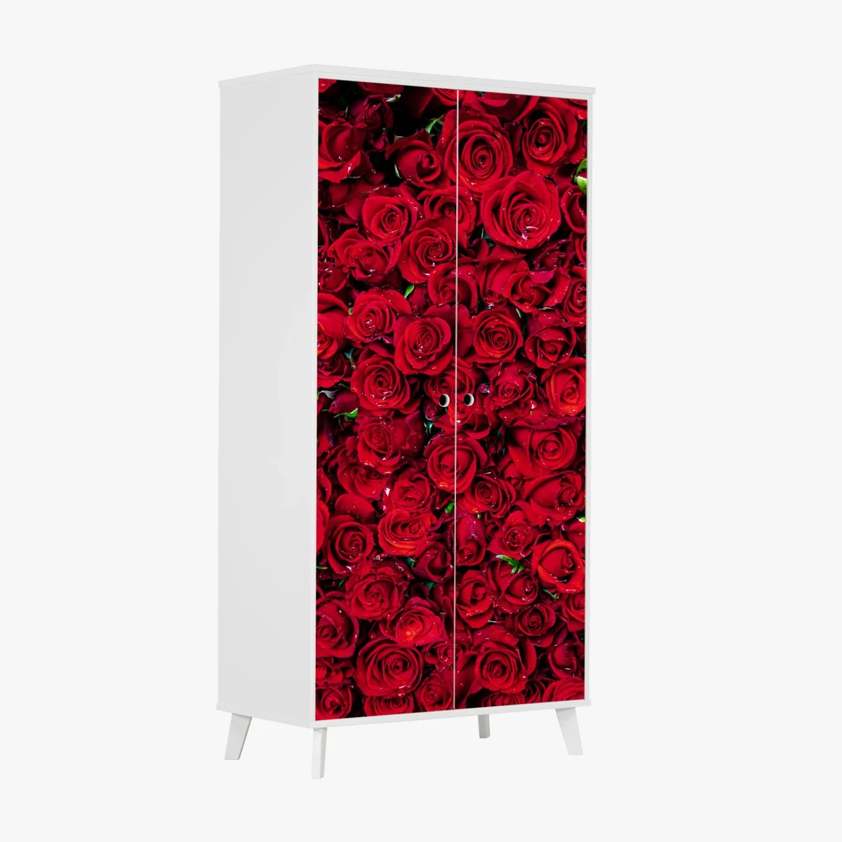 Schrankaufkleber dichte wand aus roten rosen – Wallnifity®
