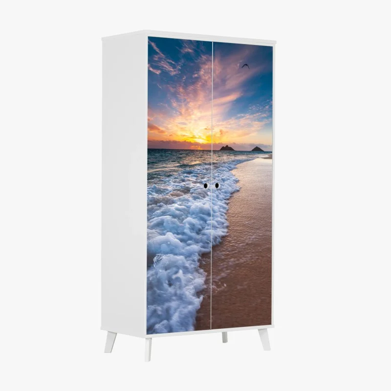 Schrankaufkleber ruhiger sonnenaufgang am meeresufer