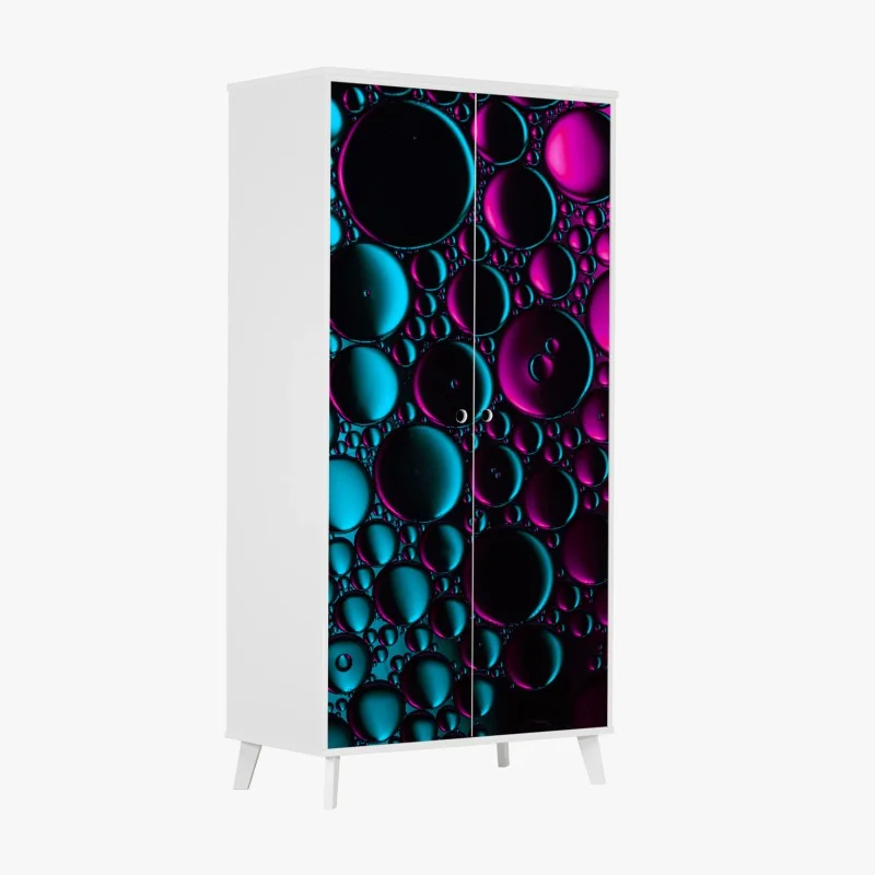 Schrankaufkleber türkis-magenta blasenmuster