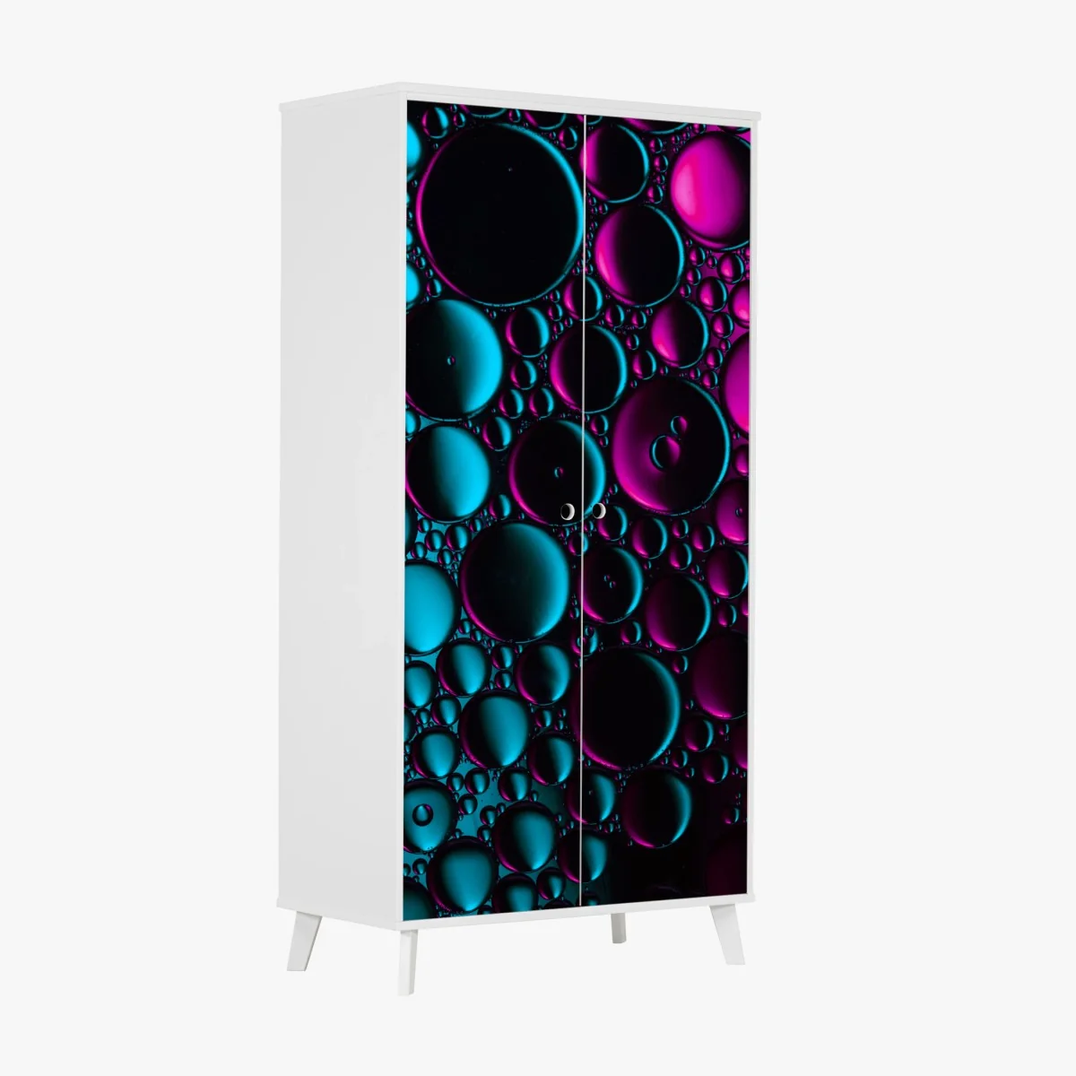 Schrankaufkleber türkis-magenta blasenmuster – Wallnifity® Schrankaufkleber türkis-magenta blasenmuster – Wallnifity®