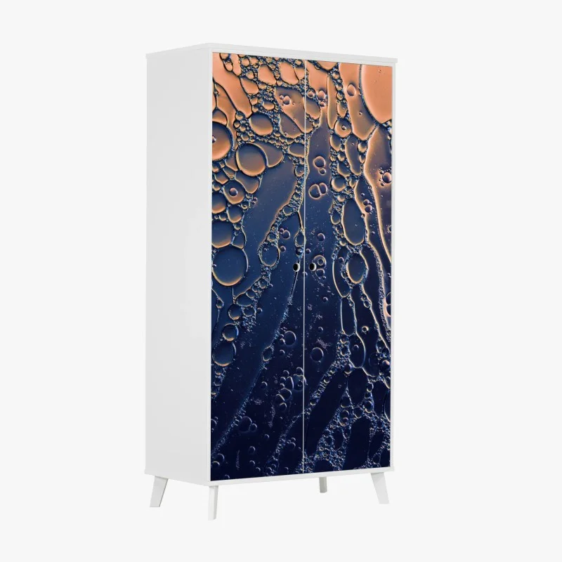 Schrankaufkleber blaue und goldene abstrakte blasen