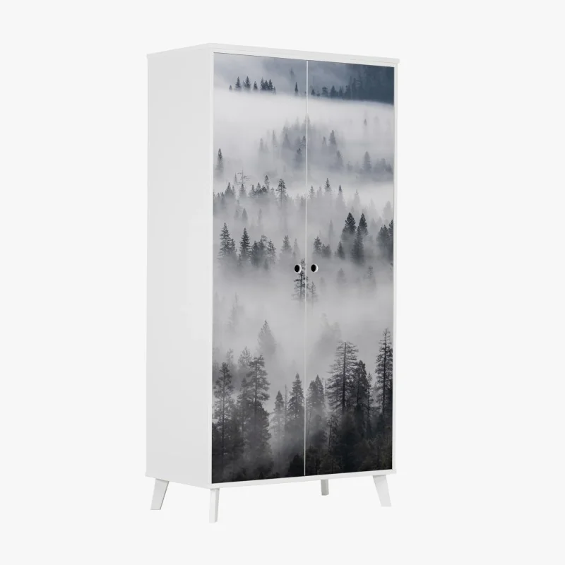 Schrankaufkleber nebeliger kiefernwald