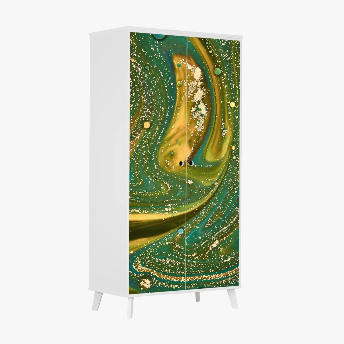 Schrankaufkleber grün-goldene flüssige marmorierte kunst – Wallnifity® Schrankaufkleber grün-goldene flüssige marmorierte kunst – Wallnifity®