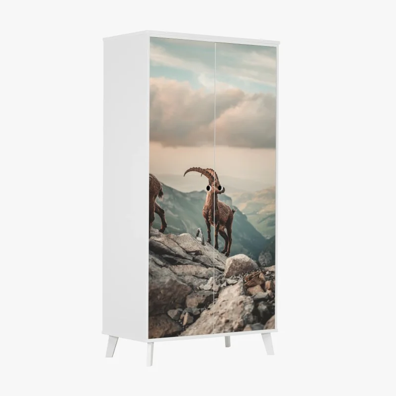 Schrankaufkleber alpensteinbock auf felsigem kamm