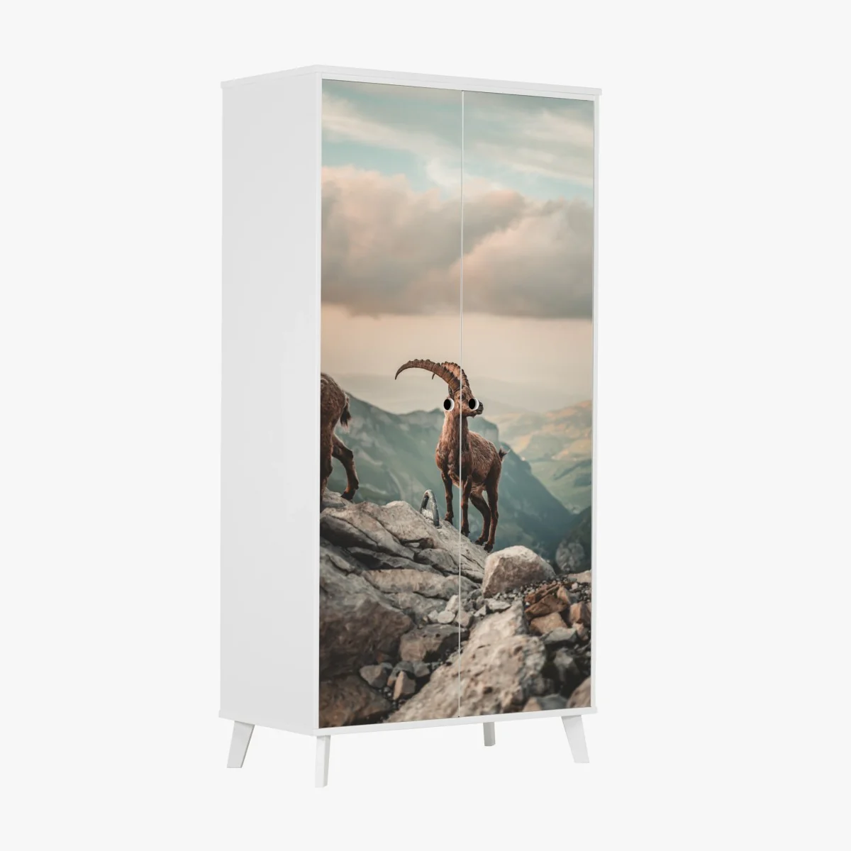 Schrankaufkleber alpensteinbock auf felsigem kamm – Wallnifity® Schrankaufkleber alpensteinbock auf felsigem kamm – Wallnifity®