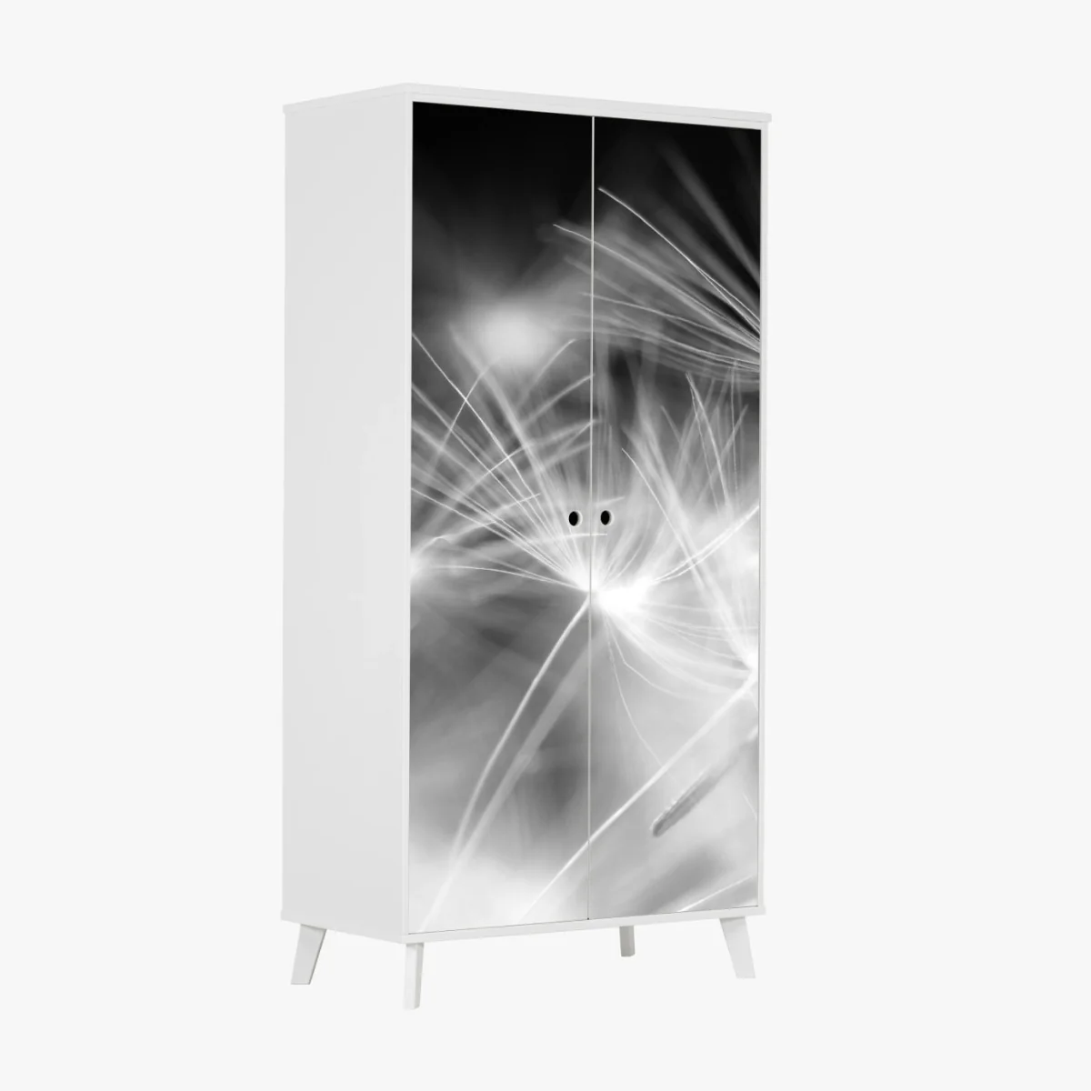 Schrankaufkleber zarte löwenzahnsamen in monochrom – Wallnifity®