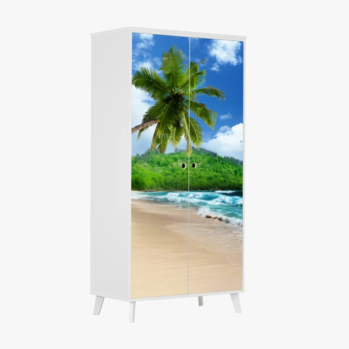 Schrankaufkleber ruhiger tropischer strand auf Mahe, Seychellen – Wallnifity® Schrankaufkleber ruhiger tropischer strand auf Mahe, Seychellen – Wallnifity®