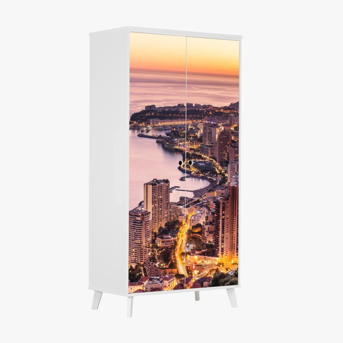 Schrankaufkleber sonnenuntergang über der städtischen küstenlinie – Wallnifity® Schrankaufkleber sonnenuntergang über der städtischen küstenlinie – Wallnifity®