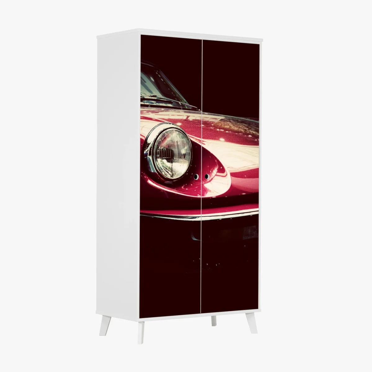 Schrankaufkleber nahaufnahme eines klassischen roten sportwagens – Wallnifity® Schrankaufkleber nahaufnahme eines klassischen roten sportwagens – Wallnifity®