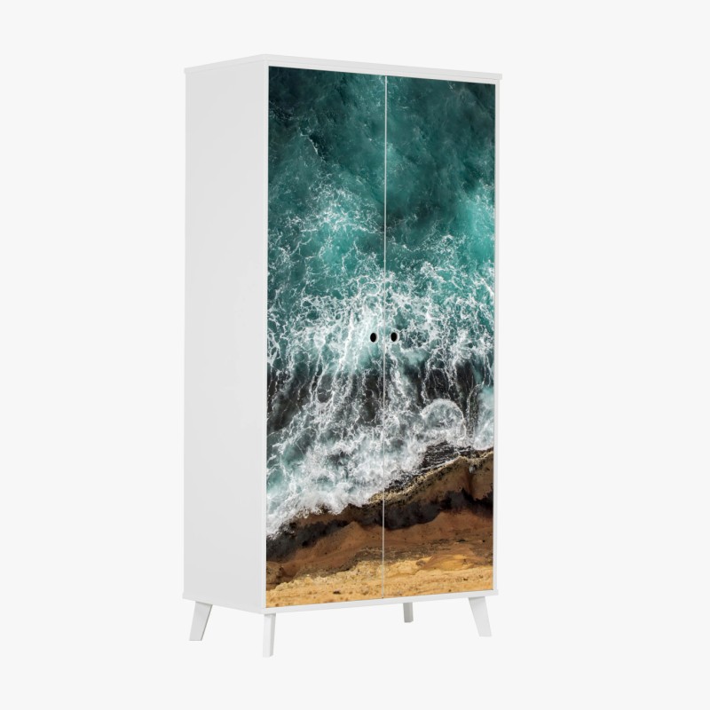 Schrankaufkleber schwarzer marmor mit weißen adern – Wallnifity®