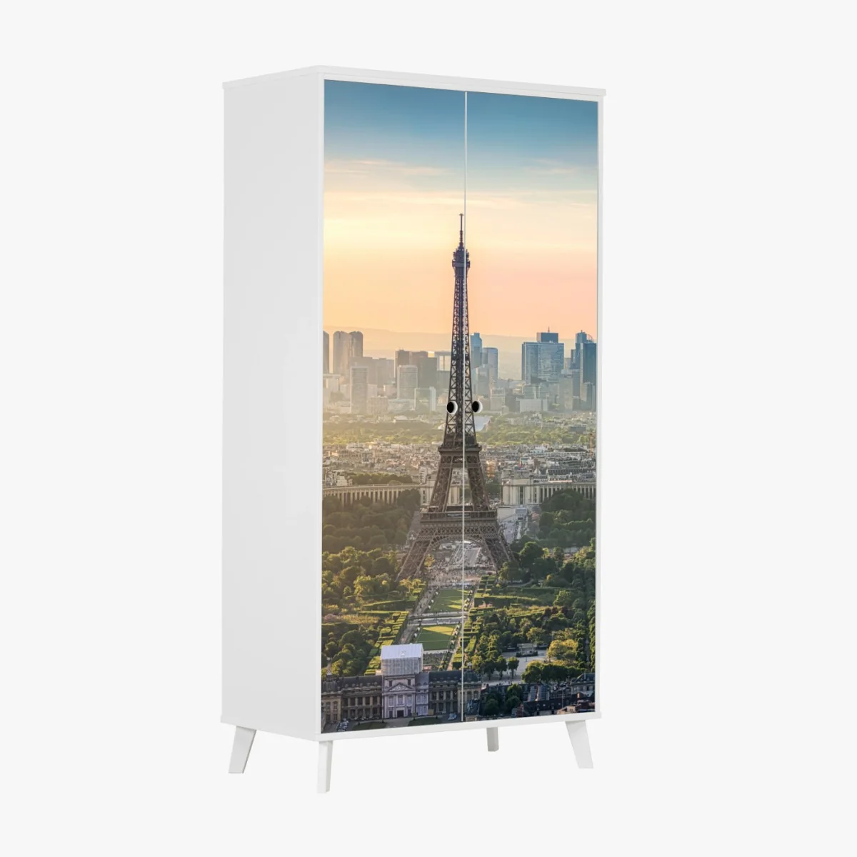 Schrankaufkleber Paris stadtbild bei sonnenuntergang mit dem Eiffelturm – Wallnifity®