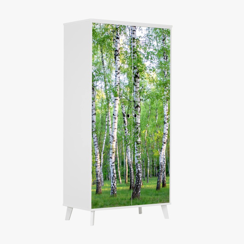 Schrankaufkleber ruhiger birkenhain im sommer