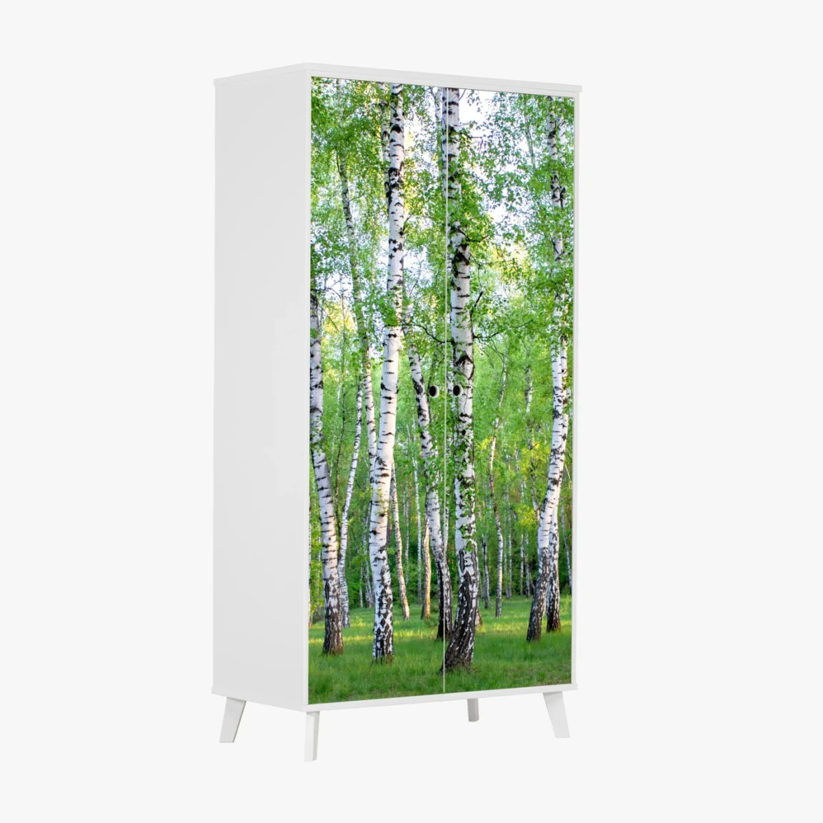 Schrankaufkleber ruhiger birkenhain im sommer – Wallnifity® Schrankaufkleber ruhiger birkenhain im sommer – Wallnifity®