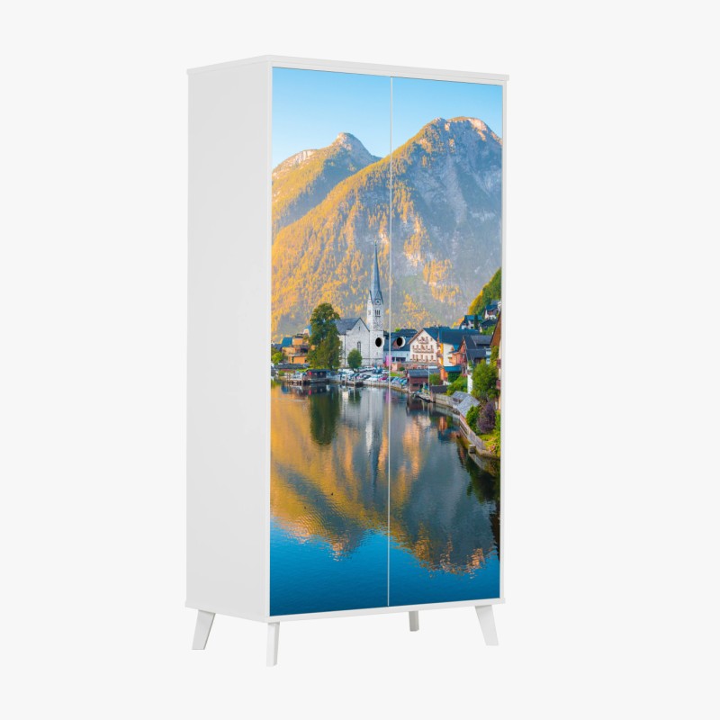 Schrankaufkleber blaue und goldene flüssige abstraktion – Wallnifity®