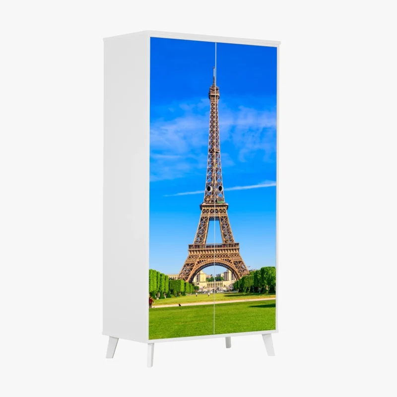 Schrankaufkleber Eiffelturm am Champ de Mars, lebendige pariser skyline